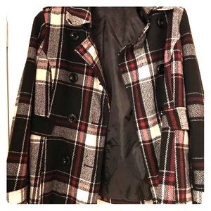 Plaid pea coat